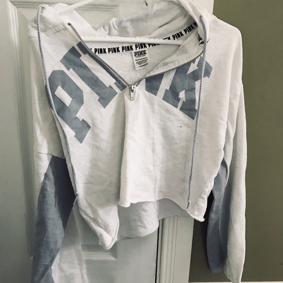 Vintage Pink Quarter Zip Crop Hoodie - Picture 1 of 2